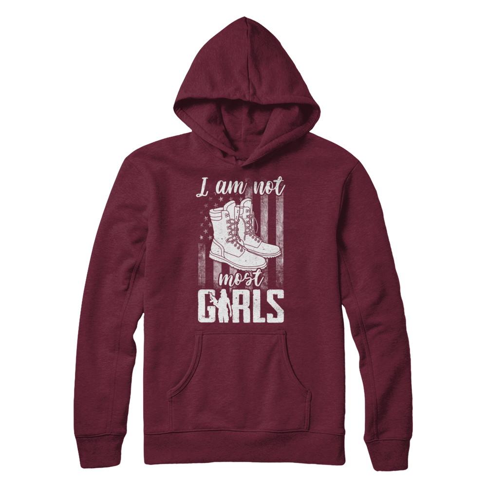 I AM NOT MOST GIRLS Veteran Woman-T-Shirt & Hoodie-Hanes - Heavyweight Pullover Hoodie-Maroon