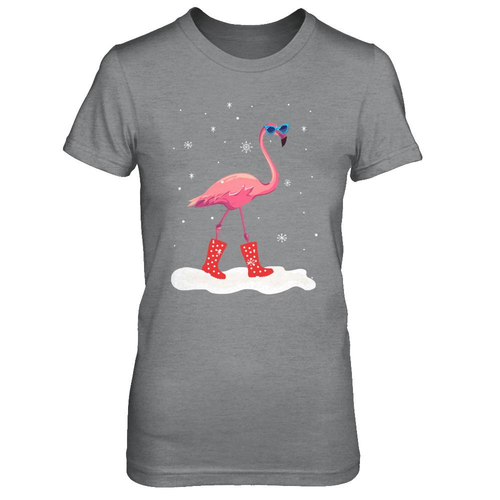Flamingo With Rubber Boots Snow-T-Shirt & Hoodie-Women's T-Shirt-Sport Grey