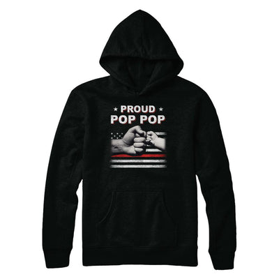 Proud Pop Pop Fireman Firefighter Thin Red Line Flag Fathers Day-T-Shirt & Hoodie-Pullover Hoodie-Black