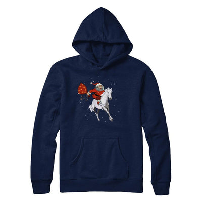 Horse Christmas Santa Rider-T-Shirt & Sweatshirt-Pullover Hoodie-Navy