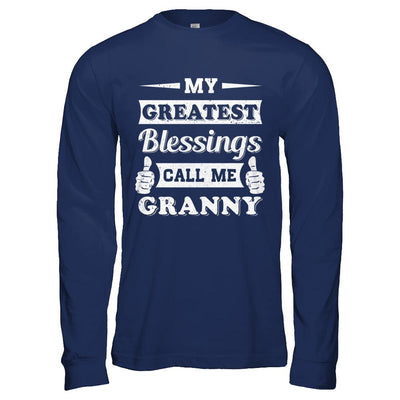 My Greatest Blessings Call Me Granny-T-Shirt & Hoodie-Long Sleeve T-Shirt-Navy