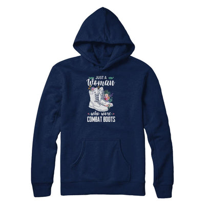 Just A Woman Who Wore Combat Boots Veteran-T-Shirt & Tank Top-Pullover Hoodie-Navy