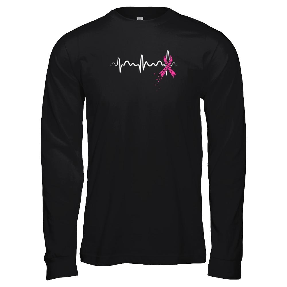 Breast Cancer Heartbeat Awareness-T-Shirt & Tank Top-Long Sleeve T-Shirt-Black