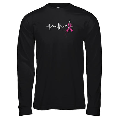 Breast Cancer Heartbeat Awareness-T-Shirt & Tank Top-Long Sleeve T-Shirt-Black