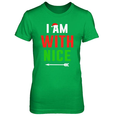I'm With Nice Matching Christmas Couple Pajamas-T-Shirt & Sweatshirt-Women's T-Shirt-Irish Green