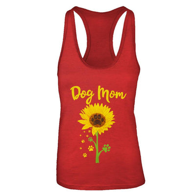 Funny Sunflower Dog Mom Paw Lover Mothers Day-T-Shirt & Tank Top-Women's Ideal Racerback Tank-Red