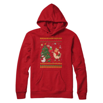 Funny Sheep Lamb Christmas Cute Family Ugly Sweater-T-Shirt & Sweatshirt-Pullover Hoodie-Red