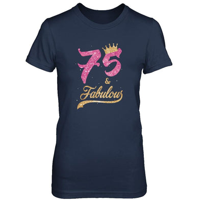 75 And Fabulous 1946 75th Birthday Gift-T-Shirt & Tank Top-Women's T-Shirt-Navy