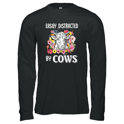 Easily Distracted By Cows-T-Shirt & Tank Top-Long Sleeve T-Shirt-Black