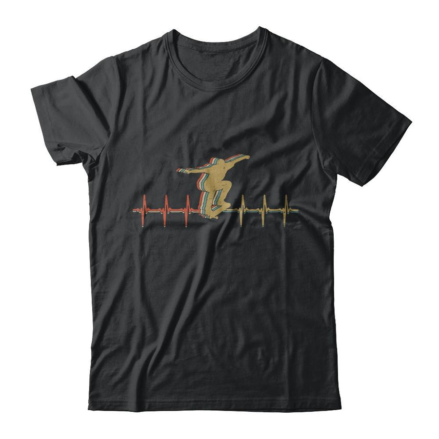 Vintage Skateboard Skater Heartbeat Love Gift-T-Shirt & Hoodie-Classic T-Shirt-Black