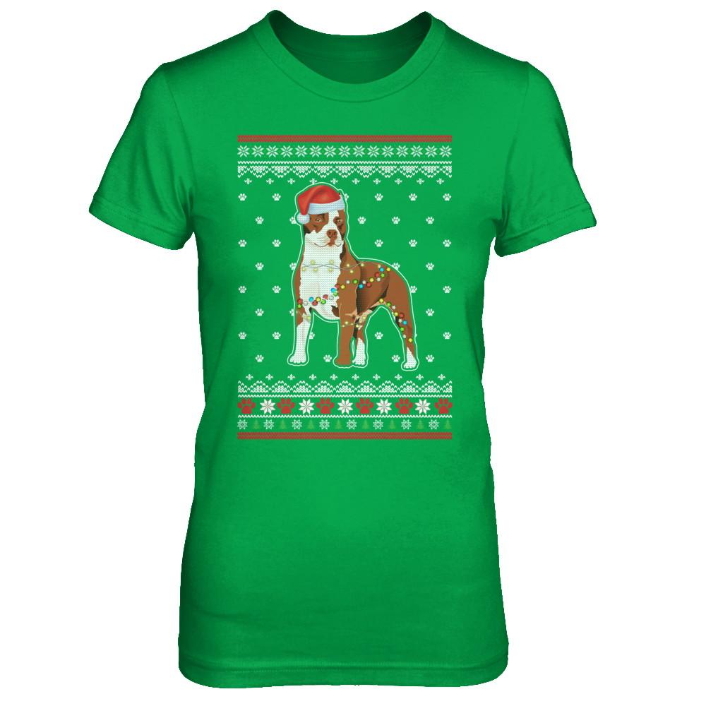 Pitbull Christmas Ugly Sweater Lights Dog Xmas Gift-T-Shirt & Sweatshirt-Women's T-Shirt-Irish Green