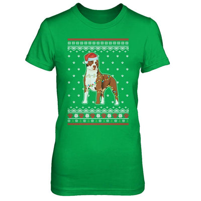 Pitbull Christmas Ugly Sweater Lights Dog Xmas Gift-T-Shirt & Sweatshirt-Women's T-Shirt-Irish Green