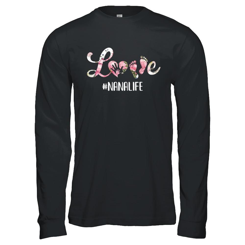 Love Nanalife Matching Grandchild And Nana Gifts-T-Shirt & Hoodie-Long Sleeve T-Shirt-Black