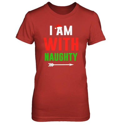I'm With Naughty Matching Christmas Couples Pajamas-T-Shirt & Sweatshirt-Women's T-Shirt-Red