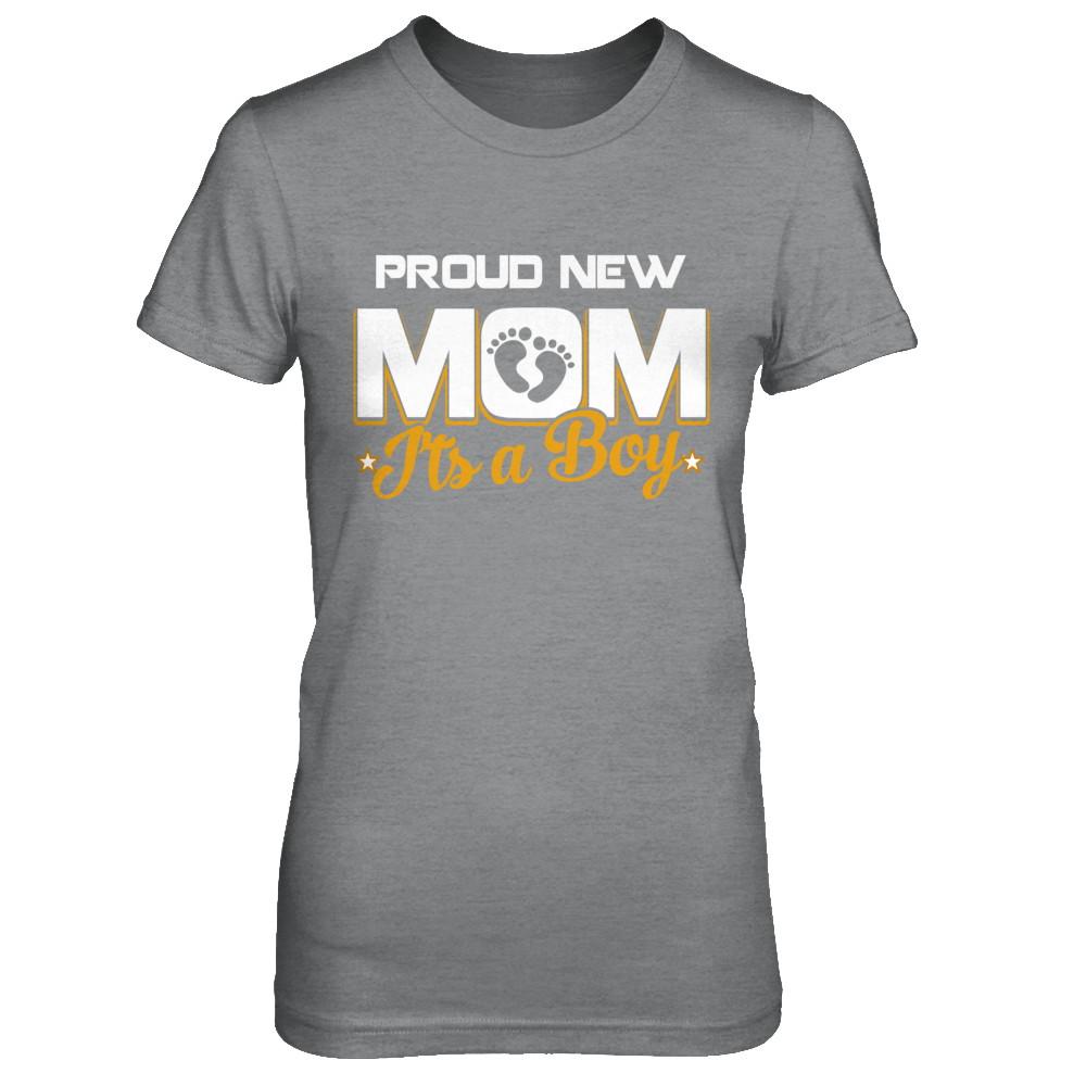 Proud New Mom It's A Boy New Baby-T-Shirt & Hoodie-Women's T-Shirt-Sport Grey