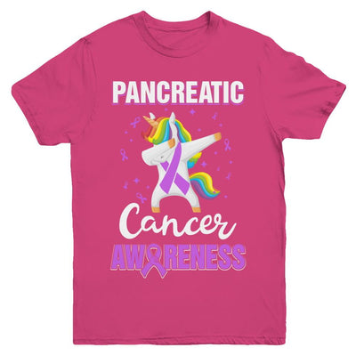 Inspirational Pancreatic Cancer Awareness Unicorn Support Youth-Youth Shirt-Youth T-Shirt-Heliconia
