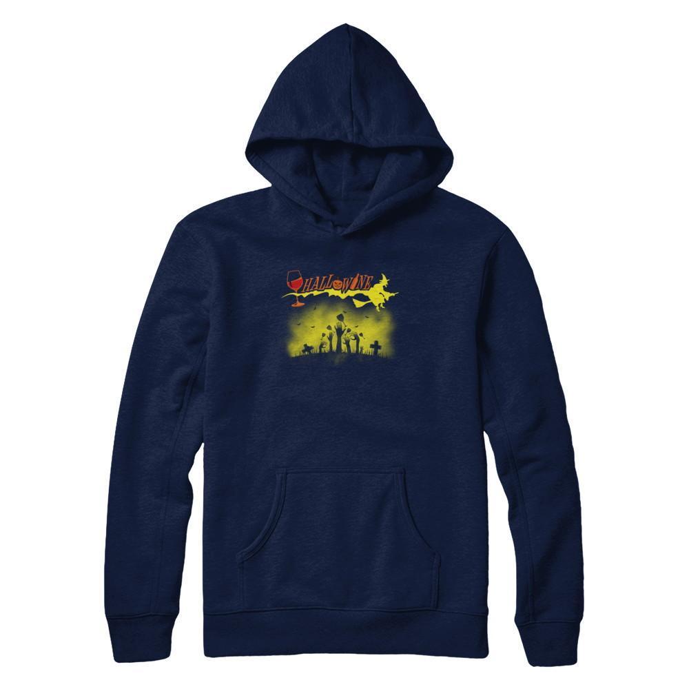 Happy Hallowine Funny Halloween Wine Drinkers 2017-T-Shirt & Tank Top-Pullover Hoodie-Navy