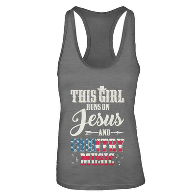 This Girl Runs On Jesus And Country Music-T-Shirt & Tank Top-Women's Ideal Racerback Tank-Dark Grey