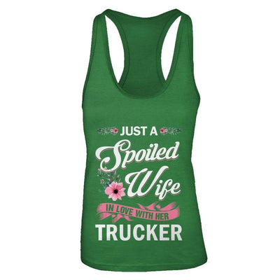 Just A Spoiled Wife In Love With Her Trucker Wife Gift-T-Shirt & Tank Top-Women's Ideal Racerback Tank-Kelly Green