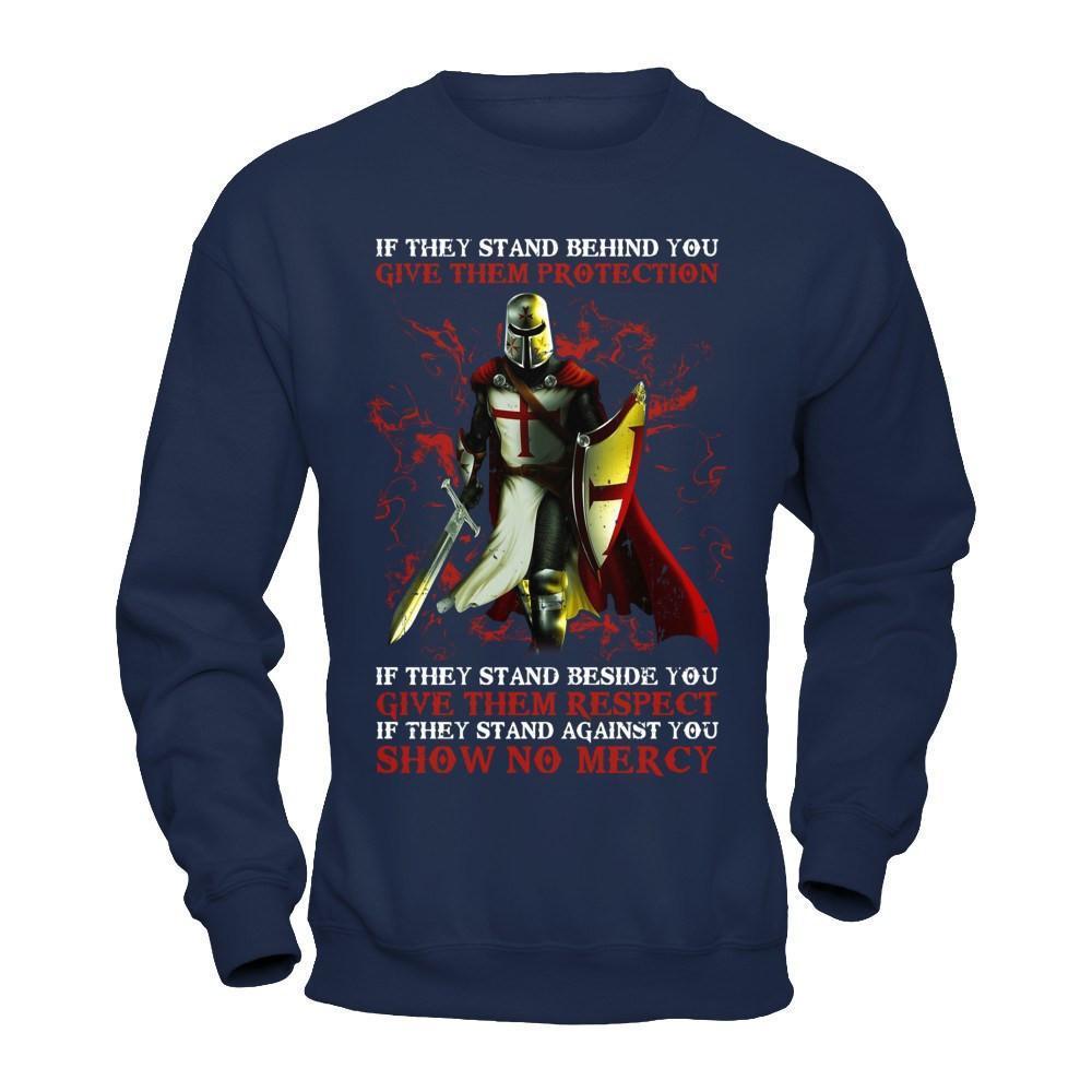 Knight Templar If They Stand Behind You Give Them Protection-T-Shirt & Hoodie-Crewneck Sweatshirt-Navy