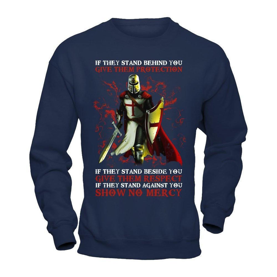 Knight Templar If They Stand Behind You Give Them Protection-T-Shirt & Hoodie-Crewneck Sweatshirt-Navy