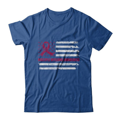 Burgundy Ribbon Multiple Myeloma Awareness US Flag-T-Shirt & Hoodie-Classic T-Shirt-Royal