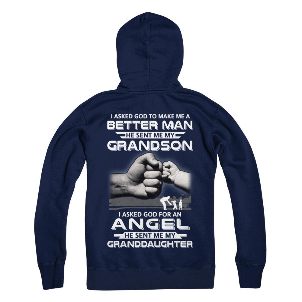 A Best Friend He Sent Me My Grandson & Angel Granddaughter-T-Shirt & Hoodie-Pullover Hoodie-Navy