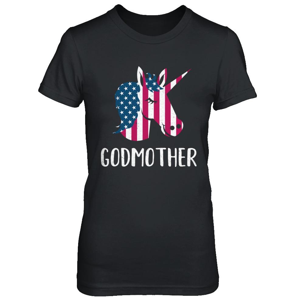 Patriotic Godmother Unicorn Americorn 4Th Of July-T-Shirt & Hoodie-Women's T-Shirt-Black