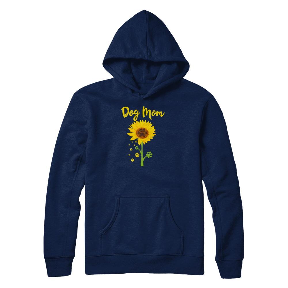 Funny Sunflower Dog Mom Paw Lover Mothers Day-T-Shirt & Tank Top-Pullover Hoodie-Navy