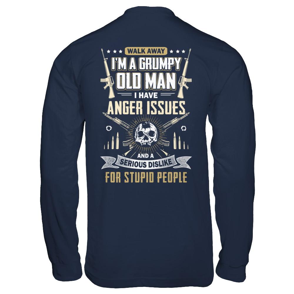 Walk Away I Am Grumpy Old Man I Have Anger Issues-T-Shirt & Hoodie-Long Sleeve T-Shirt-Navy