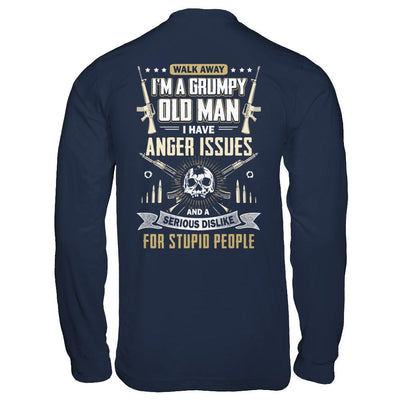 Walk Away I Am Grumpy Old Man I Have Anger Issues-T-Shirt & Hoodie-Long Sleeve T-Shirt-Navy