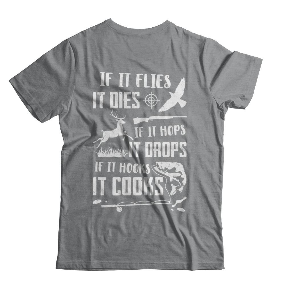 If It Flies If It Hops If It Hooks Funny Hunting Fishing-T-Shirt & Hoodie-Classic T-Shirt-Sport Grey