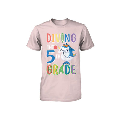 Diving Into 5th Grade Back To School Shark Youth-Youth Shirt-Toddler T-Shirt-Pink