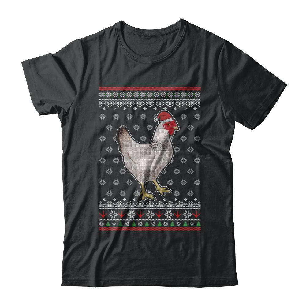 Pajamas Chicken With Santa Hat Ugly Christmas Sweater