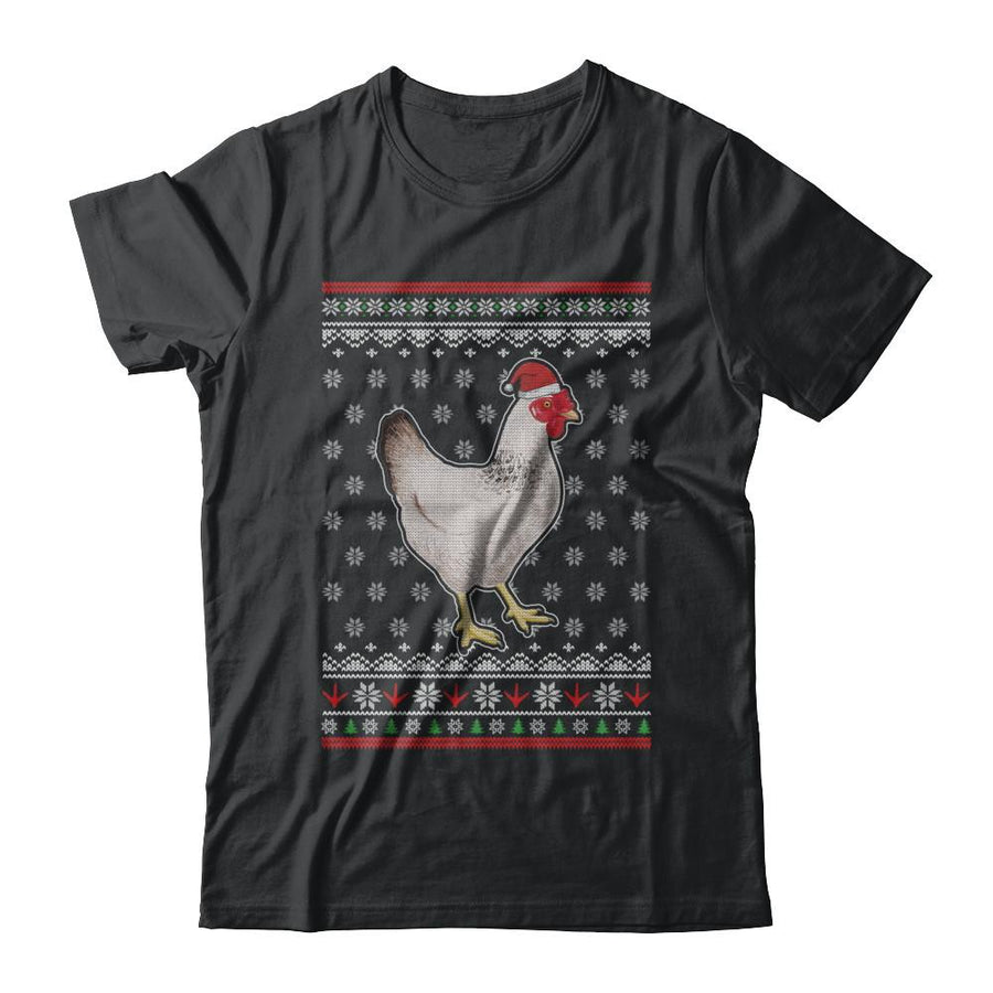 Pajamas Chicken With Santa Hat Ugly Christmas Sweater-T-Shirt & Sweatshirt-Classic T-Shirt-Black
