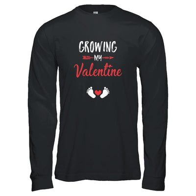 Growing My Valentine Mom Pregnancy Gifts-T-Shirt & Tank Top-Long Sleeve T-Shirt-Black
