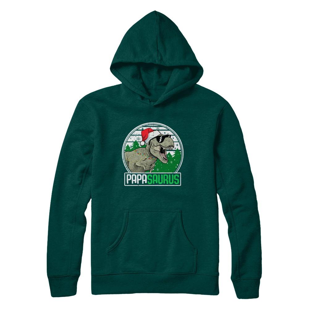 Papasaurus Papa Dinosaur T-Rex Family Christmas-T-Shirt & Sweatshirt-Pullover Hoodie-Deep Forest