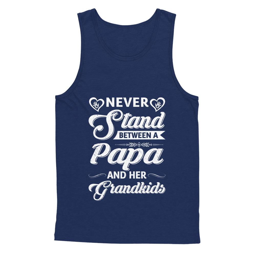 Never Stand Between A Papa And His Grandkids Fathers Day-T-Shirt & Tank Top-Unisex Tank-Navy
