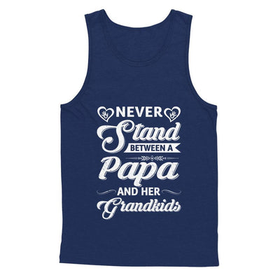 Never Stand Between A Papa And His Grandkids Fathers Day-T-Shirt & Tank Top-Unisex Tank-Navy
