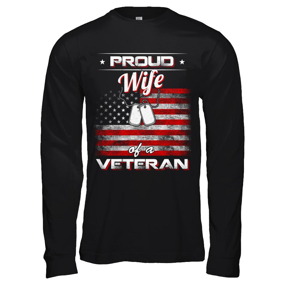Proud Wife Of A Veteran-T-Shirt & Hoodie-Long Sleeve T-Shirt-Black
