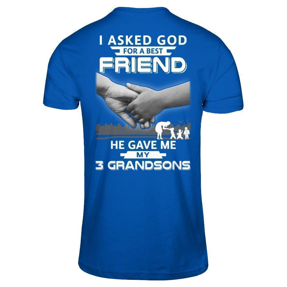 I Asked God For A Best Friend He Gave Me My Three Grandsons-T-Shirt & Hoodie-Premium T-Shirt-Royal