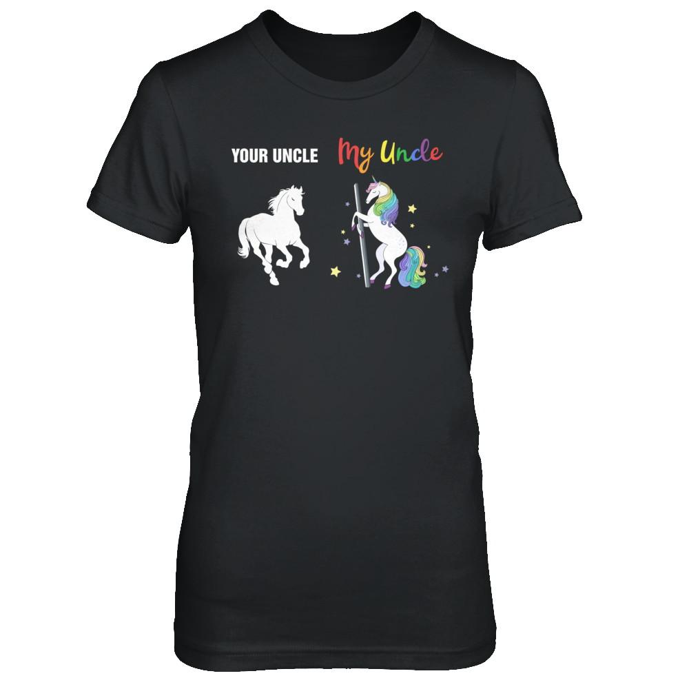 Your Uncle My Uncle Unicorn Funny LGBT Gay Pride-T-Shirt & Hoodie-Women's T-Shirt-Black