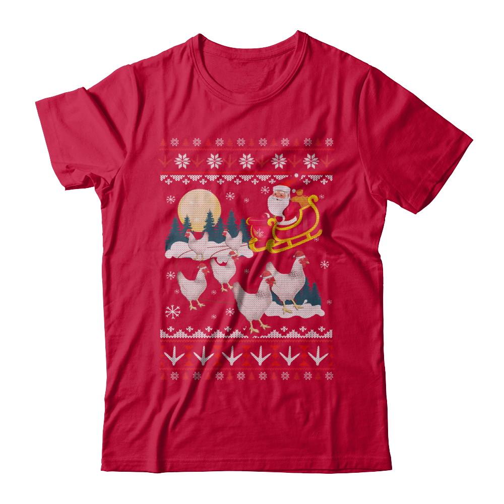 Funny Chicken Ugly Christmas Sweater Gifts-T-Shirt & Sweatshirt-Classic T-Shirt-Red