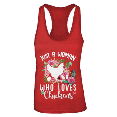 Just A Woman Who Loves Chickens-T-Shirt & Tank Top-Women's Ideal Racerback Tank-Red