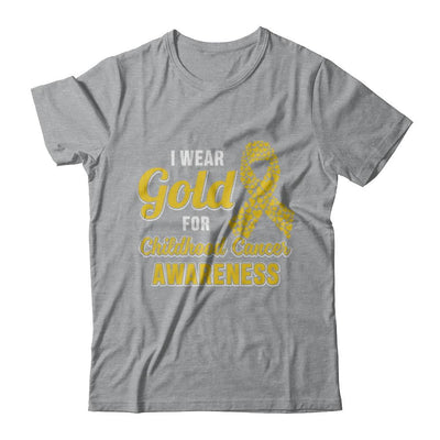 Dad Mom I Wear Gold For Childhood Cancer Awareness-T-Shirt & Hoodie-Classic T-Shirt-Sport Grey