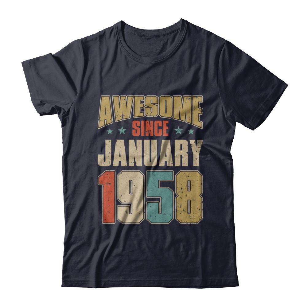 Vintage Retro Awesome Since January 1958 63th Birthday-T-Shirt & Hoodie-Premium T-Shirt-Midnight Navy