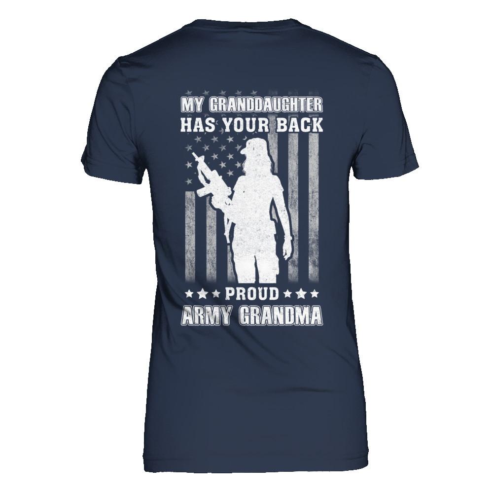My Granddaughter Has Your Back Proud Proud Army Grandma-T-Shirt & Hoodie-Women's T-Shirt-Navy