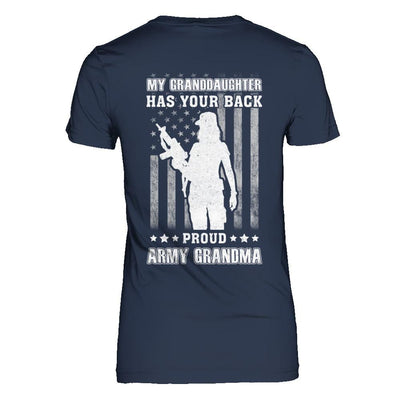 My Granddaughter Has Your Back Proud Proud Army Grandma-T-Shirt & Hoodie-Women's T-Shirt-Navy