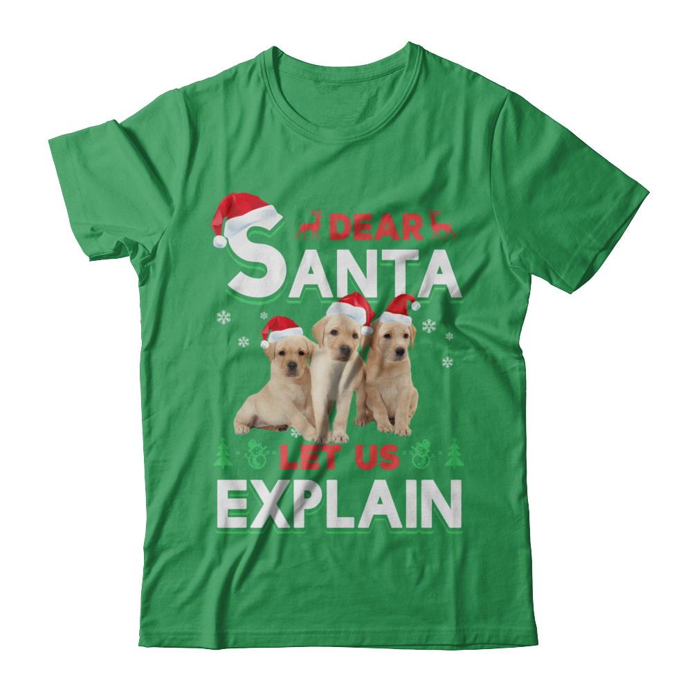 Dear Santa Funny Yellow Labrador Puppies Christmas Gift-T-Shirt & Hoodie-Premium T-Shirt-Kelly Green