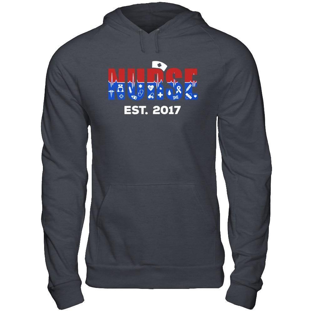 Nurses Est 2017 Graduation-T-Shirt & Hoodie-Pullover Hoodie-Dark Heather